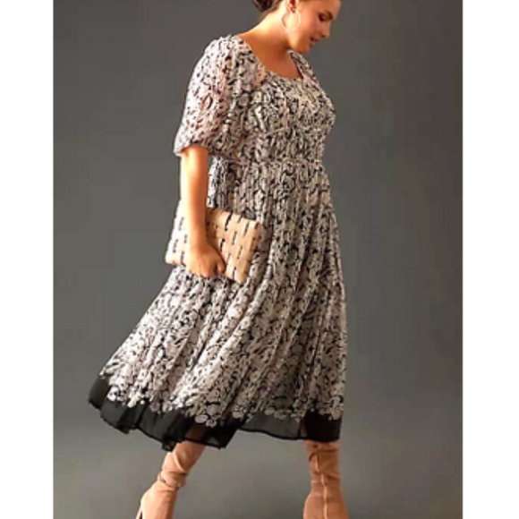 Anthropologie Dresses & Skirts - Anthropologie 2X NWT Squareneck Smocked Midi Dress Floral New Size 2X